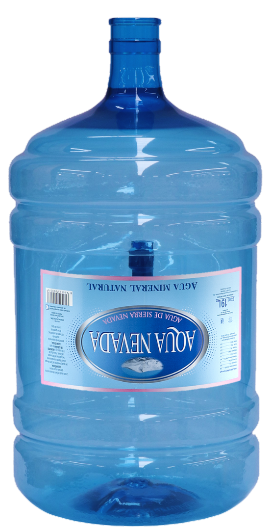 Botella de agua de 19L para reparto a domicilio en dispensador.
